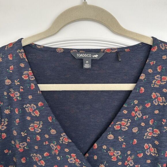 Toad Co Womens Cue Wrap Long Sleeve Dress M Organic Cotton Floral Belted Stretch - Picture 3 of 9